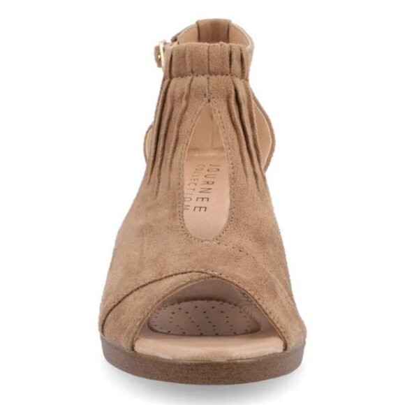 JOURNEE COLLECTION KEDZIE Women's Wedge Heels Ankle Strap Sandals Taupe Size 6 - Picture 6 of 9